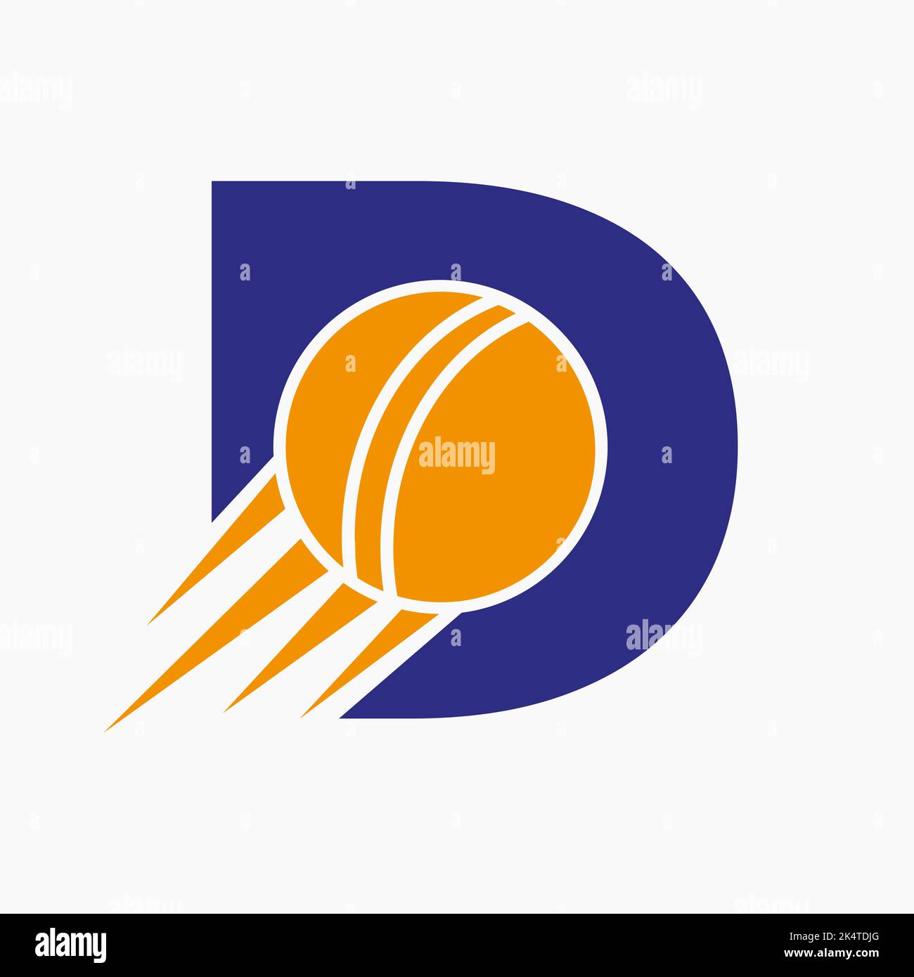 Buchstabe D Cricket Logo Konzept mit beweglicher Cricket Ball Symbol. Cricket Sport Logo Symbol Vektor-Vorlage Stock Vektor