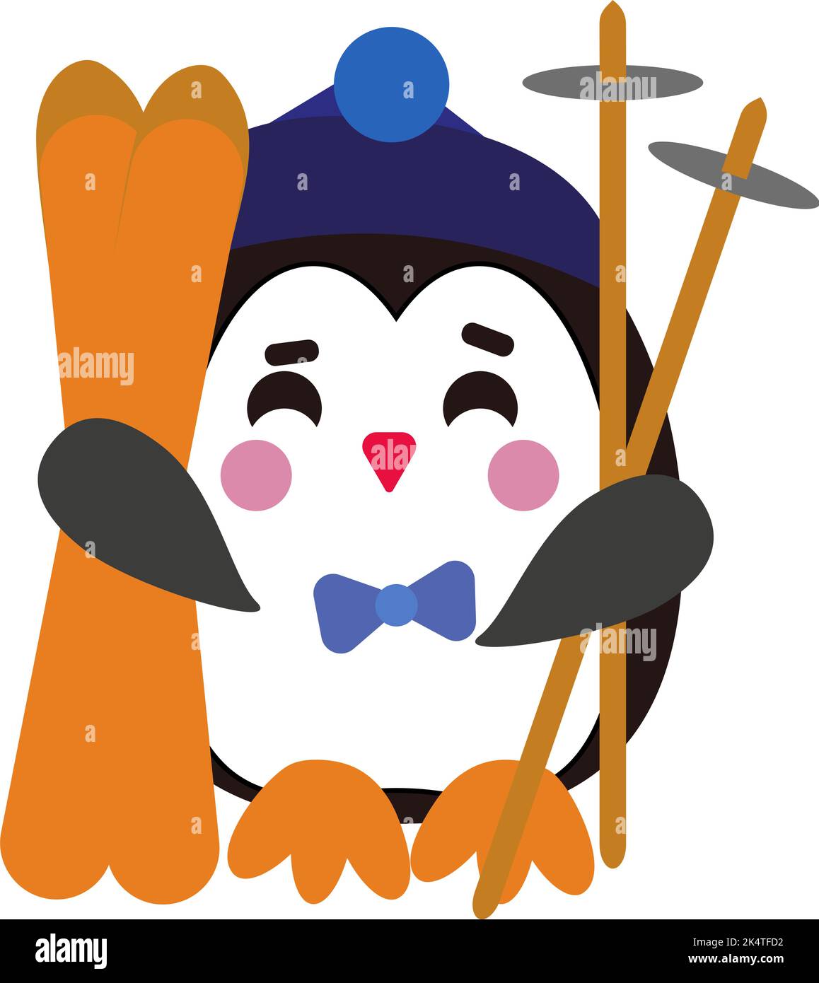 Pinguin mit Skiern, Illustration, Vektor auf weißem Hintergrund. Stock Vektor