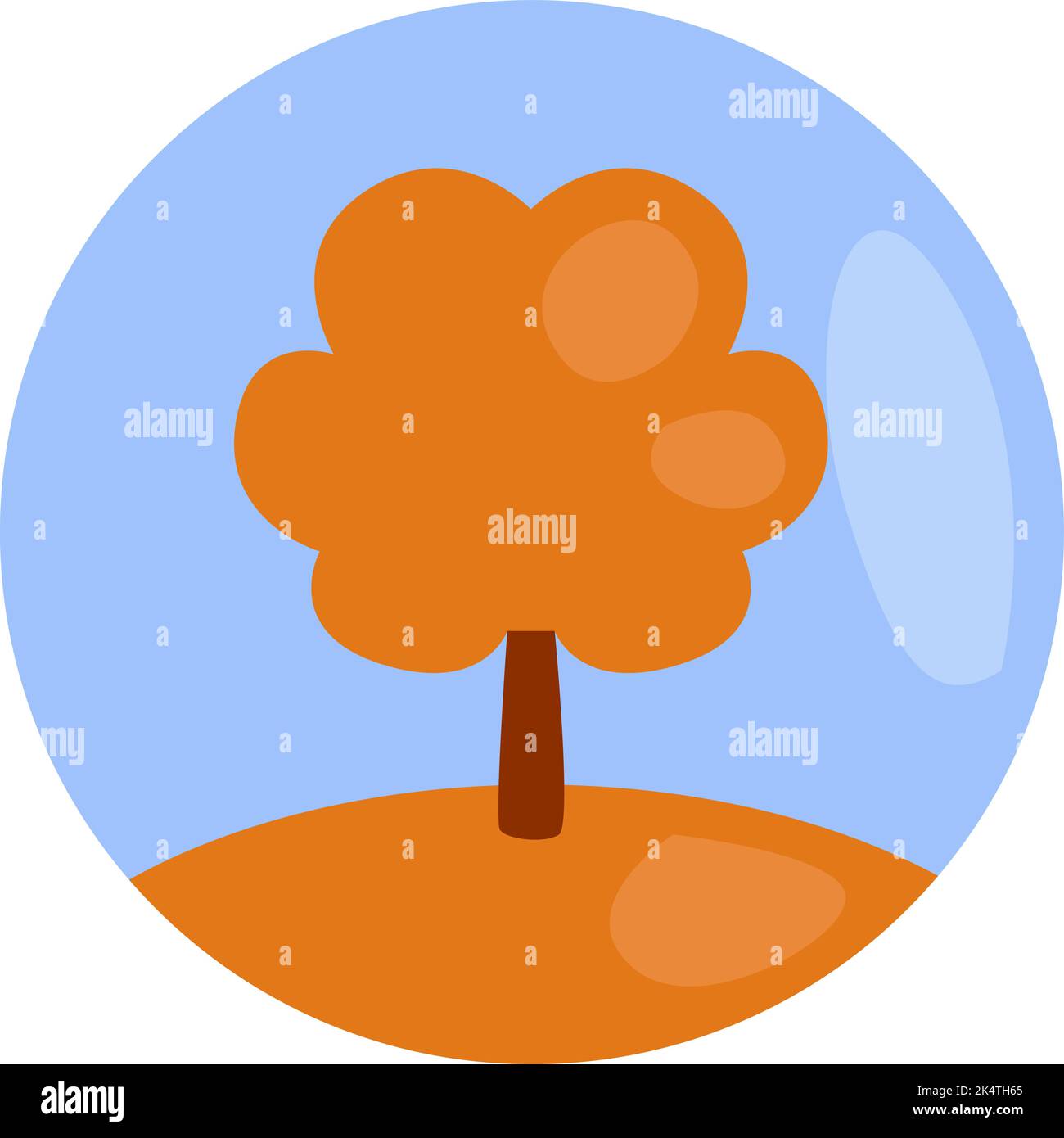 Baum mit orangefarbenen Blättern, Illustration, Vektor auf weißem Hintergrund. Stock Vektor