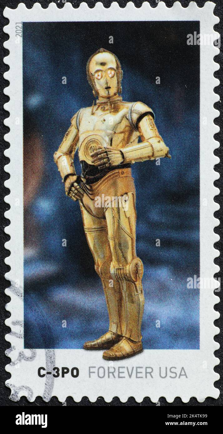 C-3PO von Star Wars auf Briefmarke Stockfoto