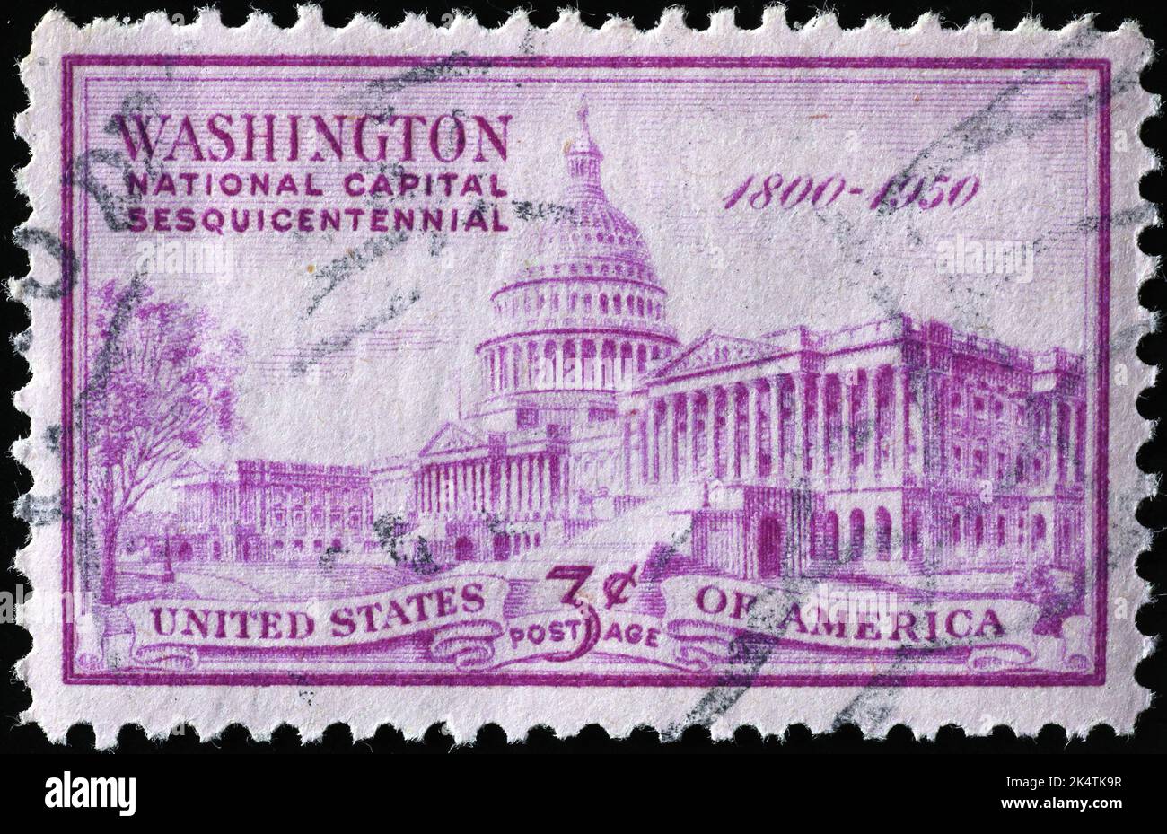 Die Hauptstadt von Washington wird auf einer alten amerikanischen Briefmarke gefeiert Stockfoto