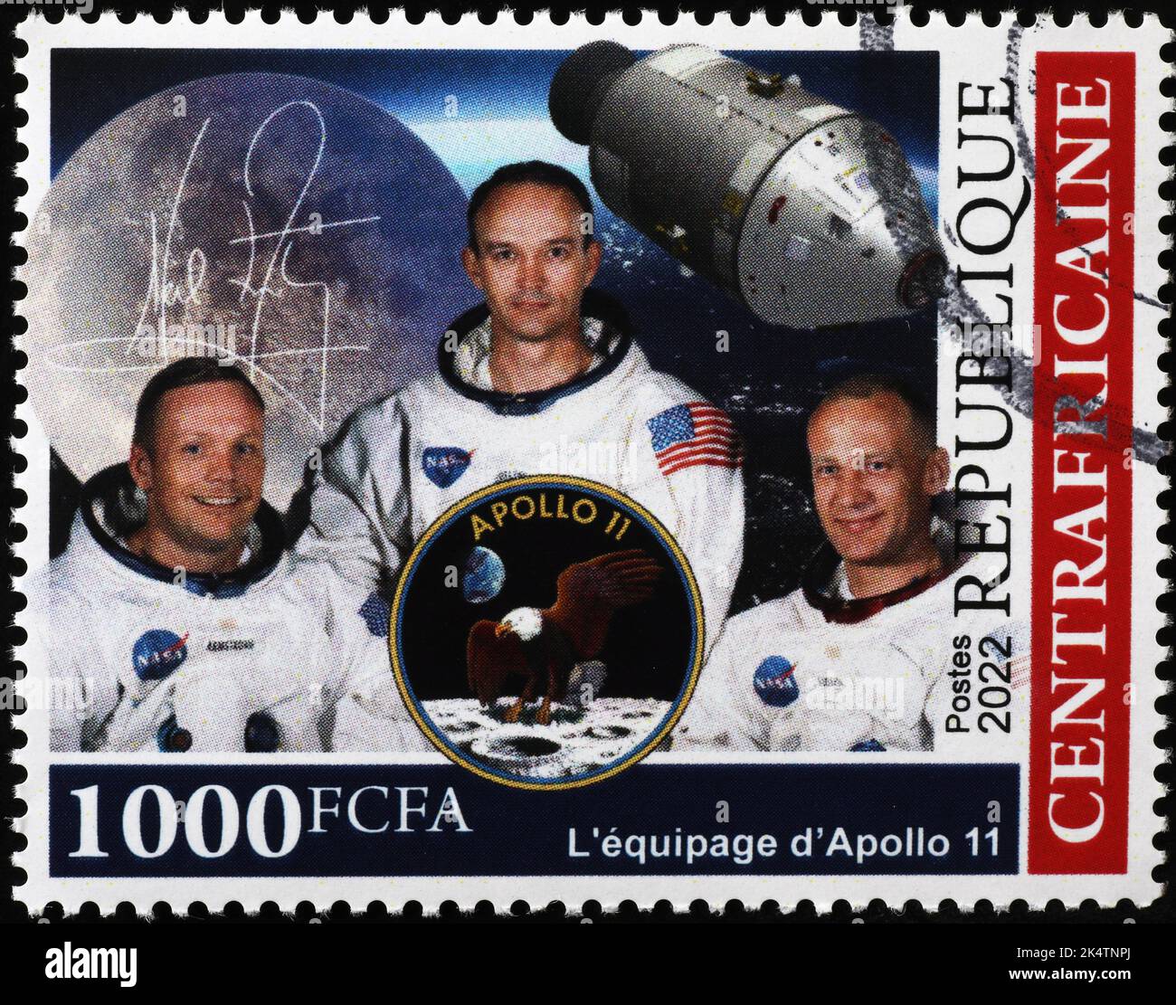 Besatzung von Apollo 11 auf Briefmarke Stockfoto