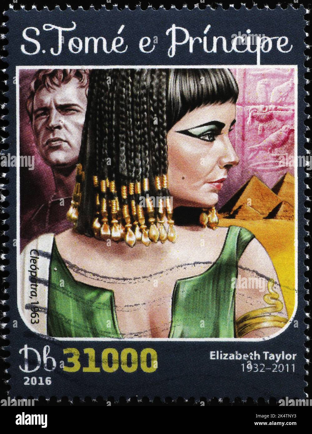 Elizabeth Taylor als Kleopatra auf Briefmarke Stockfoto