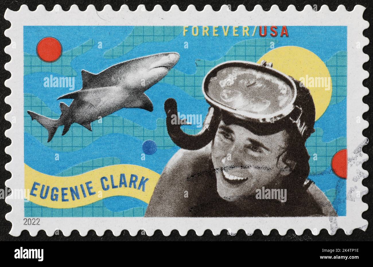 Eugenie Clark auf amerikanischer Briefmarke Stockfoto