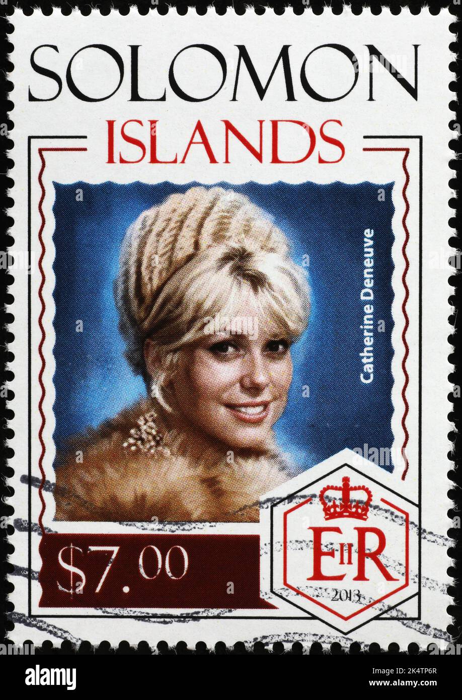 Französische Schauspielerin Catherine Deneuve auf Briefmarke Stockfoto