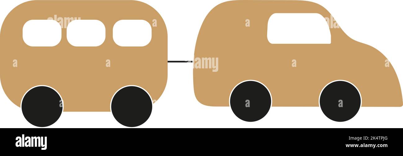 Auto mit Trailor, Illustration, Vektor auf weißem Hintergrund. Stock Vektor