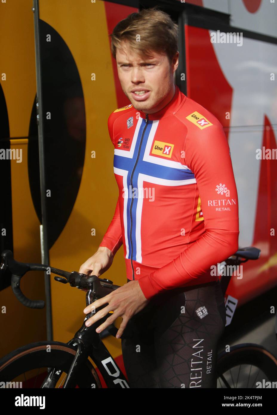 Ramus Tiller vom UNO-X Pro Cycling Team beim Binche - Chimay - Binche 2022, Memorial Frank Vandenbrouck Radrennen am 4. Oktober 2022 in Binche, Belgien - Foto Laurent Lairys / DPPI Stockfoto