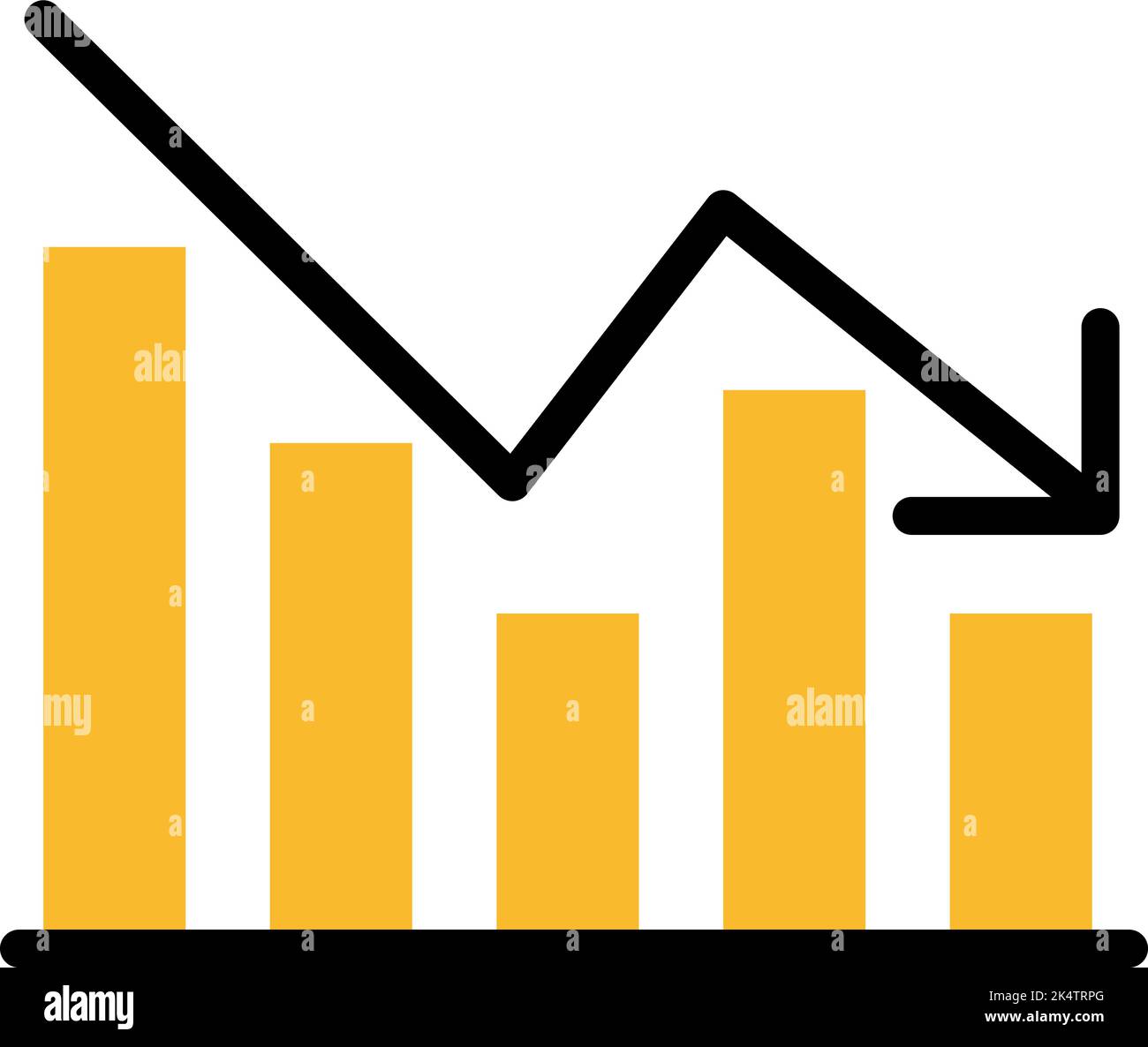 Abnehmendes Datendiagramm, Illustration, Vektor auf weißem Hintergrund. Stock Vektor
