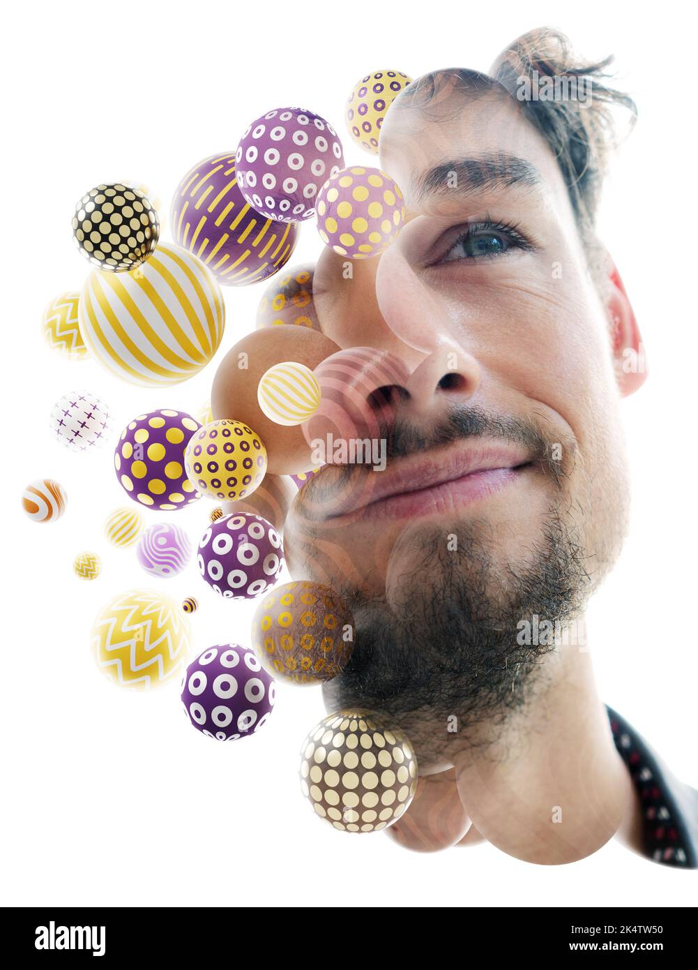 Ein Porträt eines jungen Mannes kombiniert mit digitaler Grafik Stockfoto