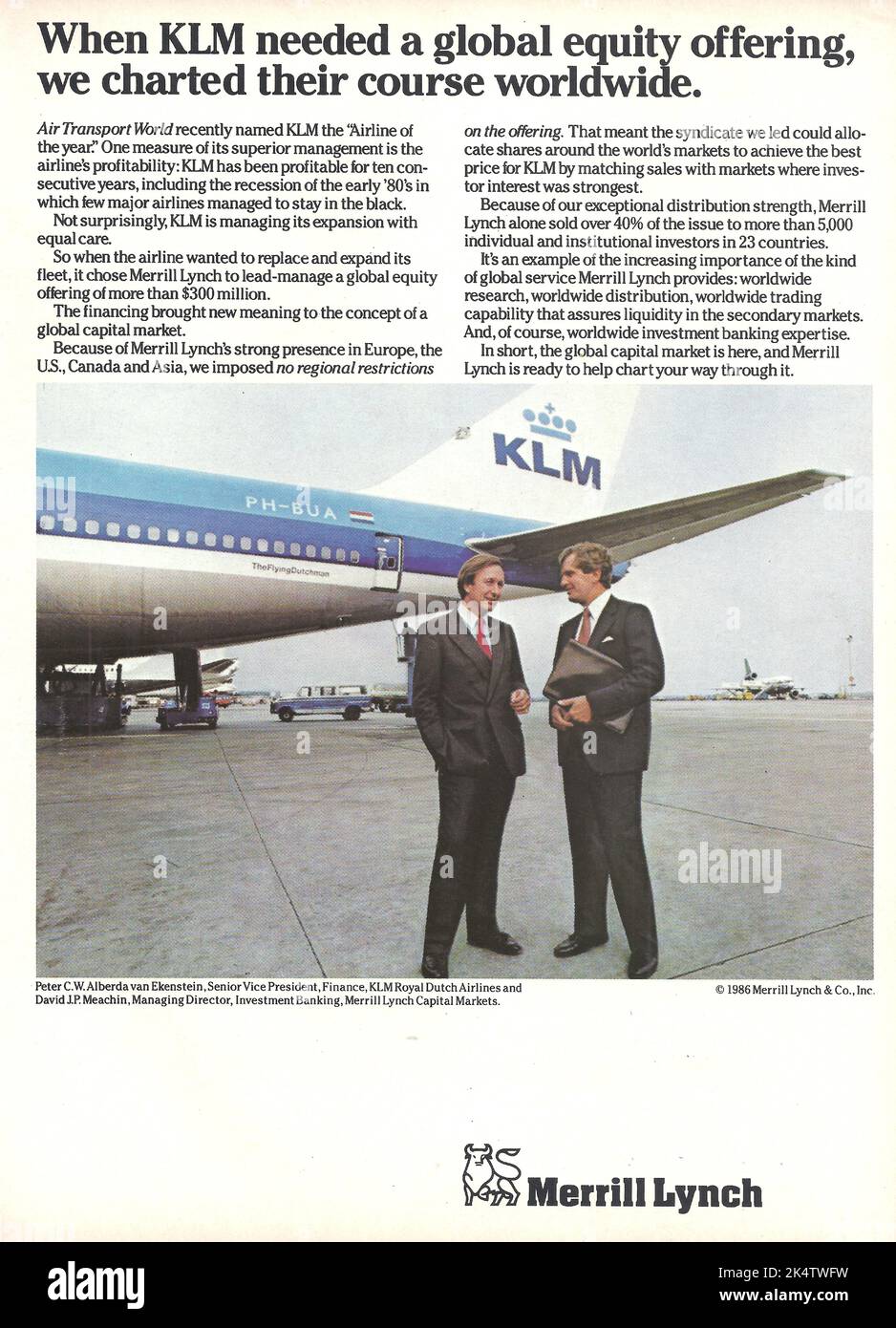 KLM Bank Finanzinstitut Werbeanzeige des Magazins der Werbebank 1980er 1970er Stockfoto