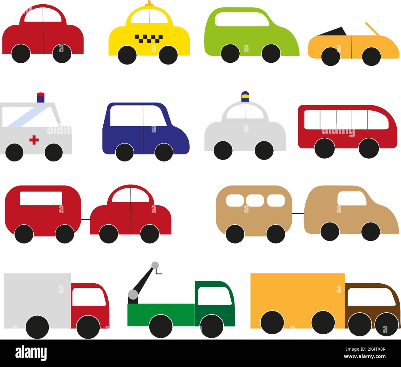 Transportfahrzeuge, Illustration, Vektor auf weißem Hintergrund. Stock Vektor