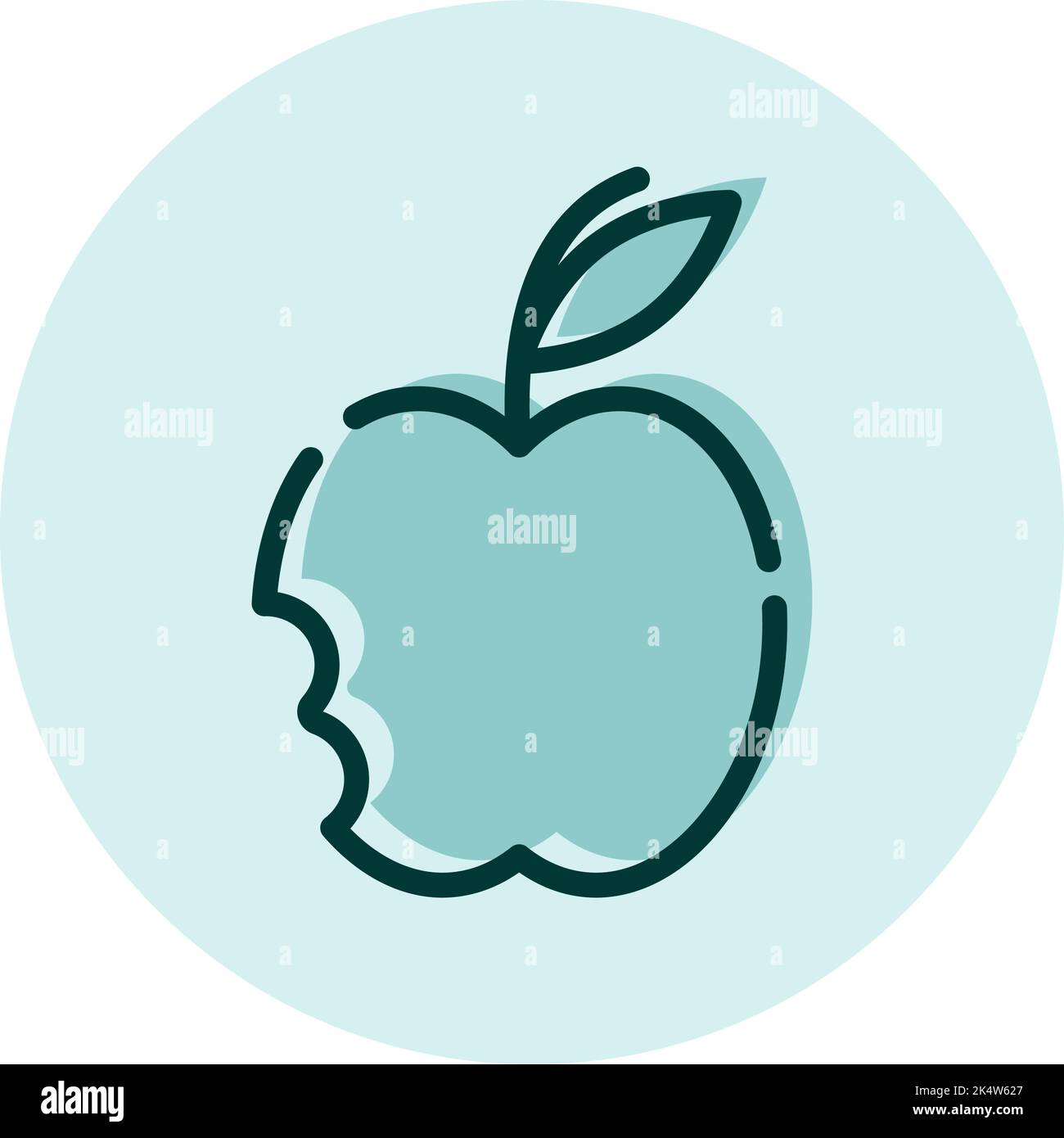 Apfel gebissen, Illustration, Vektor auf weißem Hintergrund. Stock Vektor