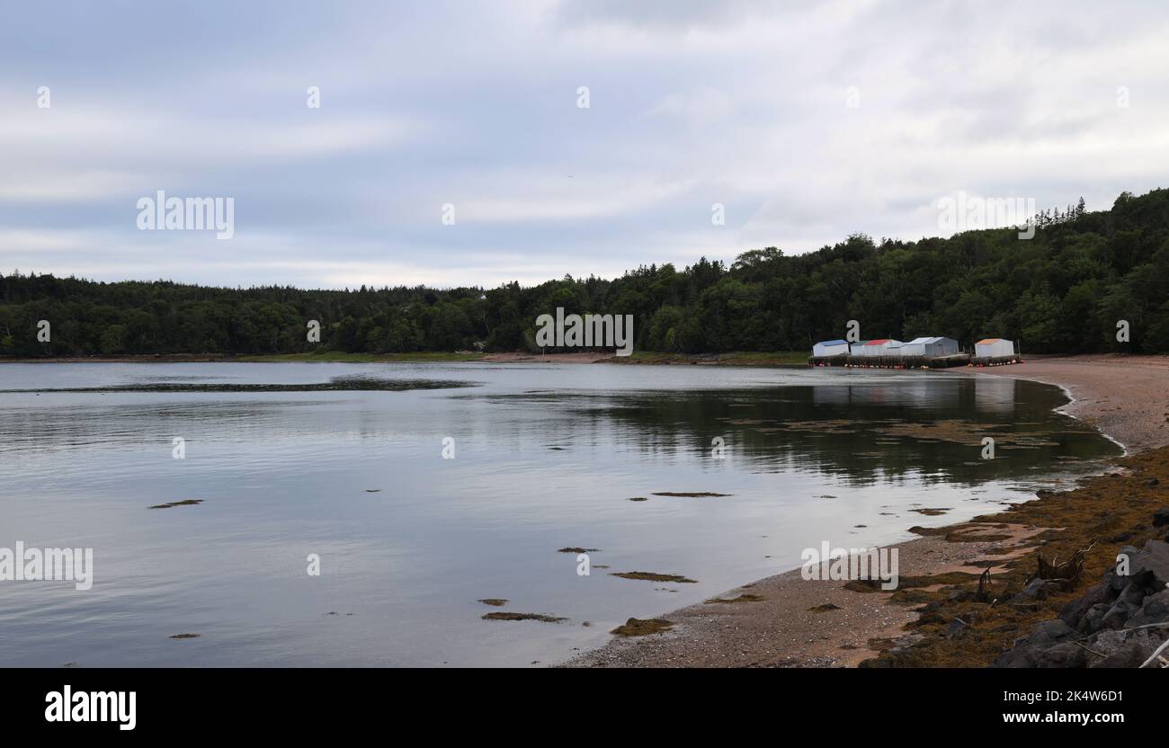 Fischerdorf an der Küste von Nova Scotia, Kanada Stockfoto