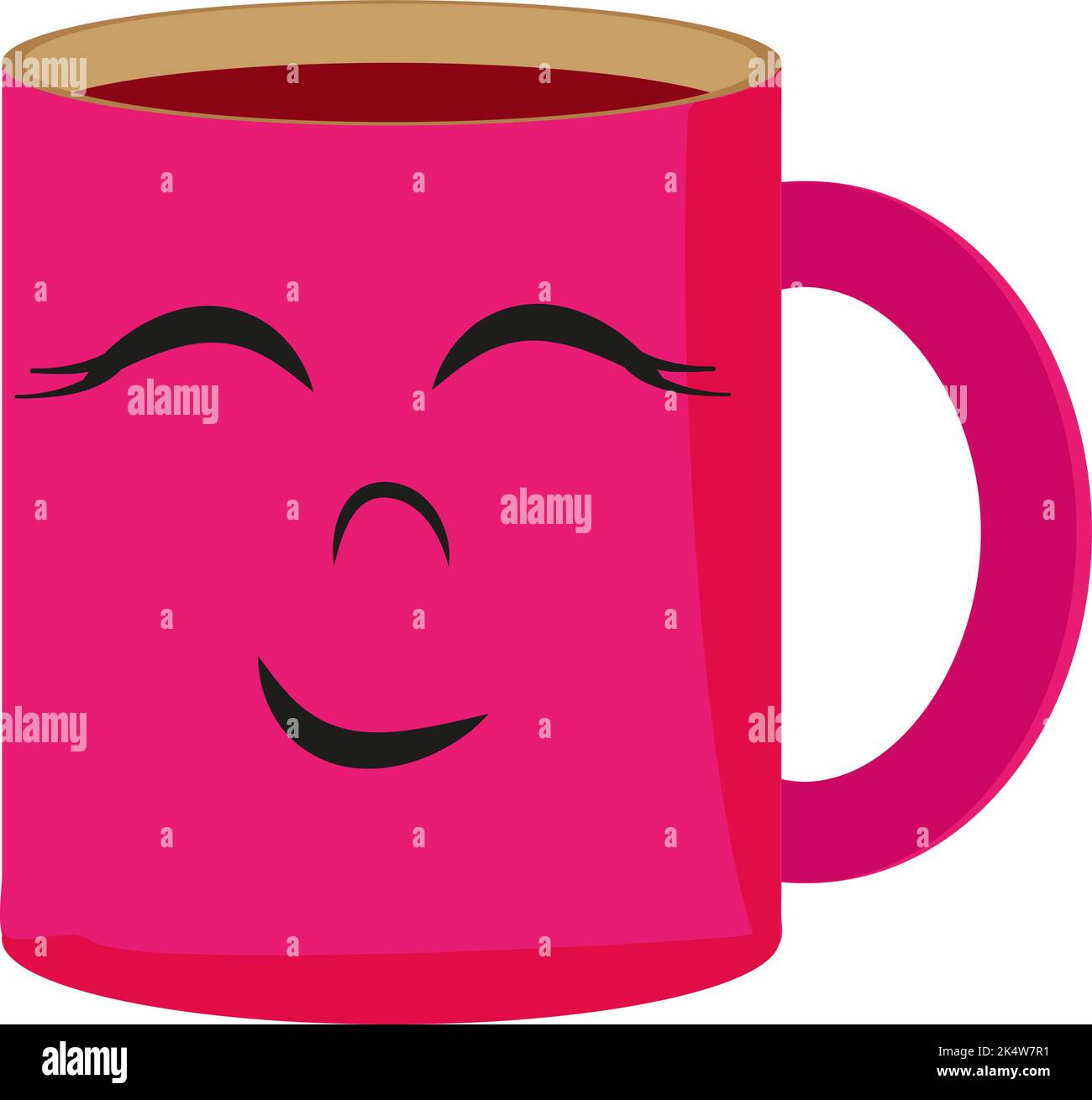 Lächelnder rosa Becher, Illustration, Vektor auf weißem Hintergrund. Stock Vektor