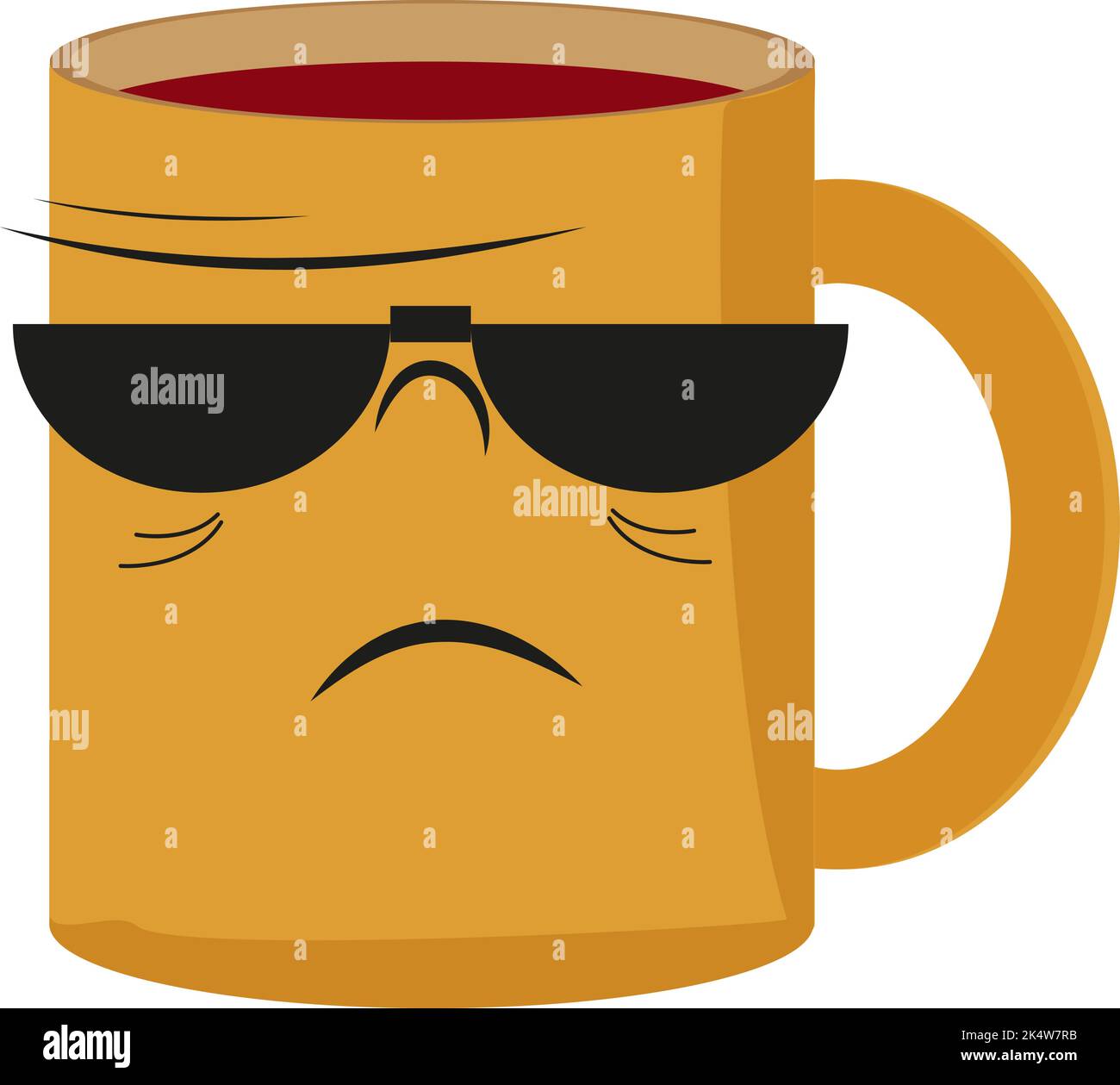 Gelber Becher mit Brille, Illustration, Vektor auf weißem Hintergrund. Stock Vektor