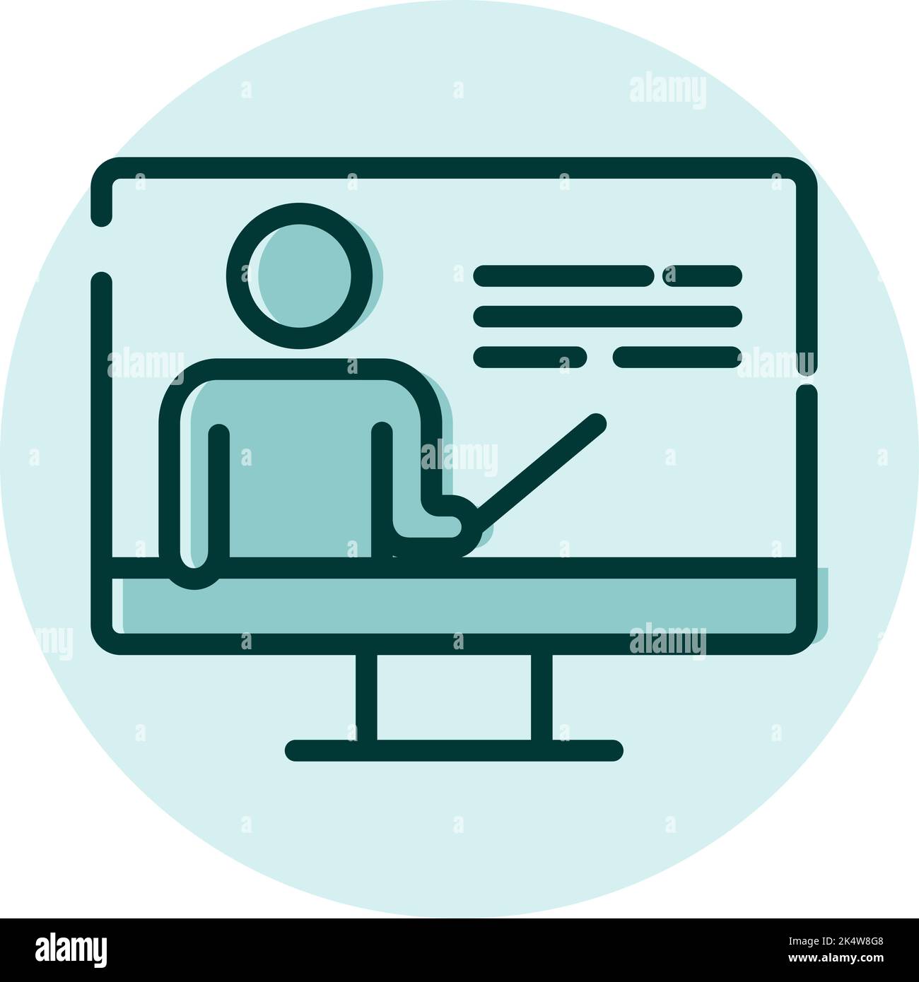 Online-Unterricht, Illustration, Vektor auf weißem Hintergrund. Stock Vektor