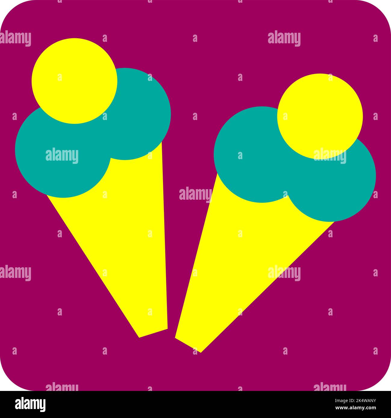 Zwei Eiscremes in Zapfen, Abbildung, Vektor auf weißem Hintergrund. Stock Vektor