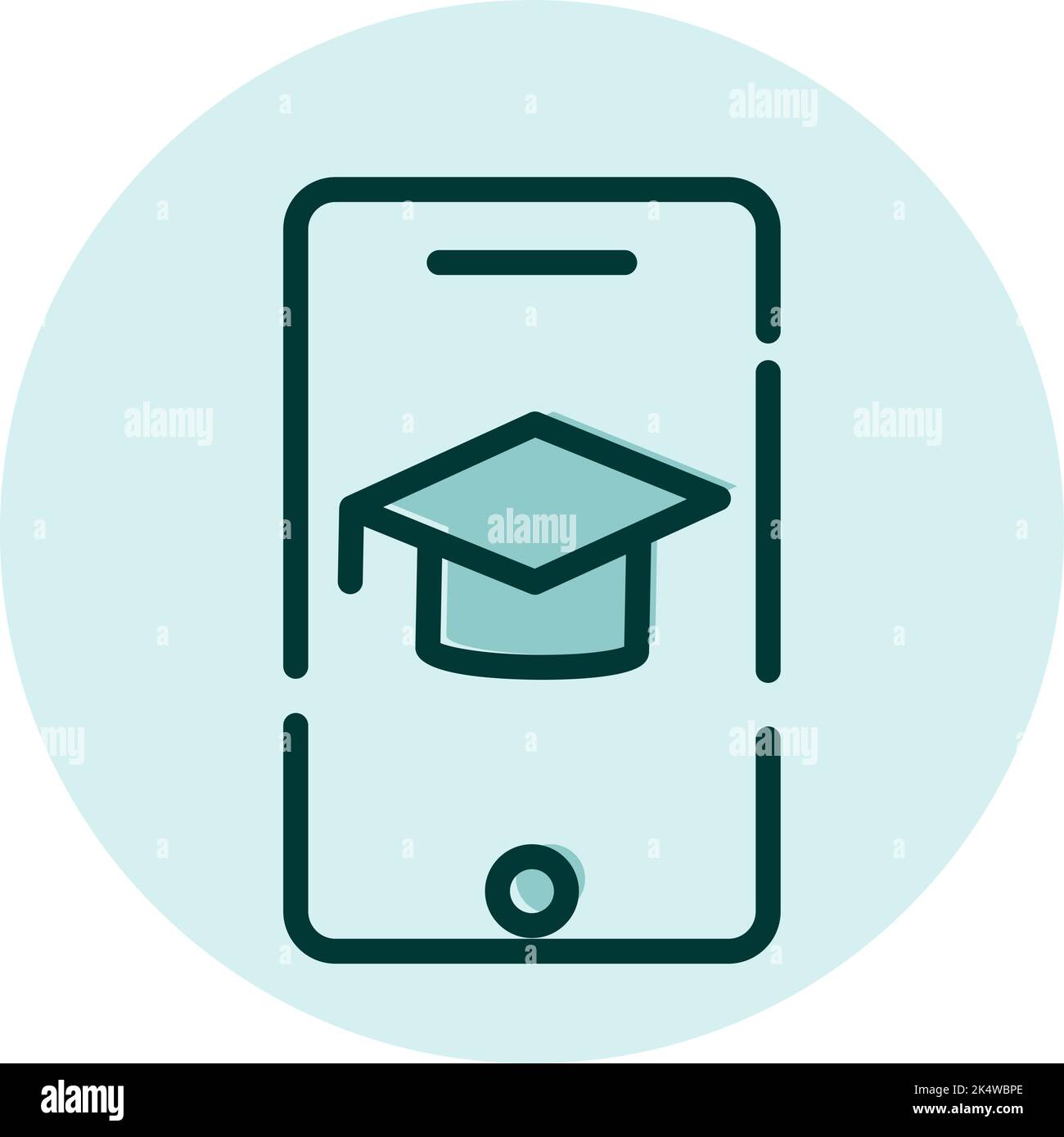 Mobile Bildung, Illustration, Vektor auf weißem Hintergrund. Stock Vektor