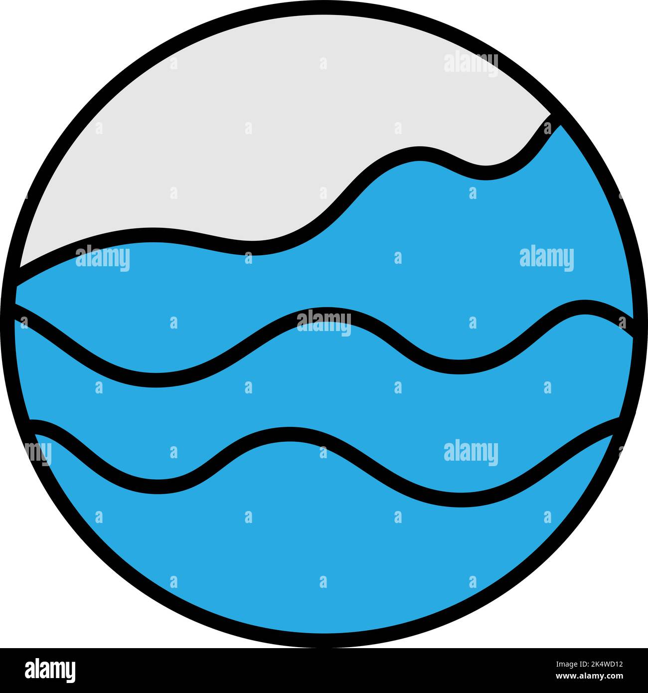 Meerwasserwellen, Illustration, Vektor auf weißem Hintergrund. Stock Vektor