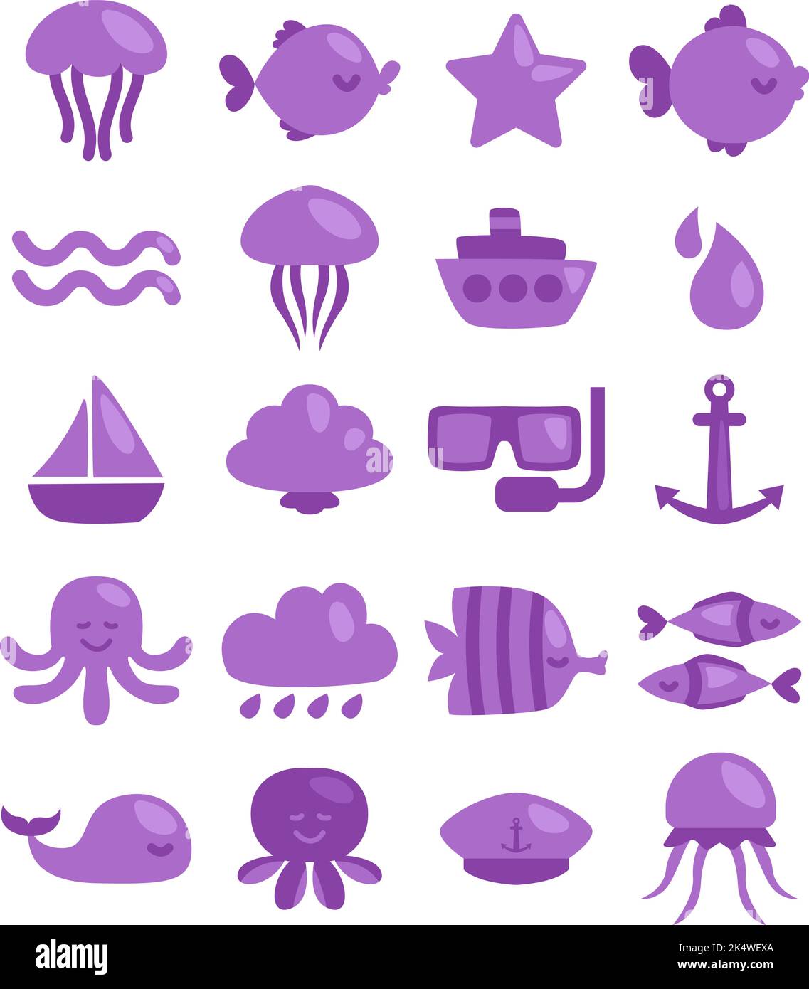 Meeresleben, Illustration, Vektor auf weißem Hintergrund. Stock Vektor