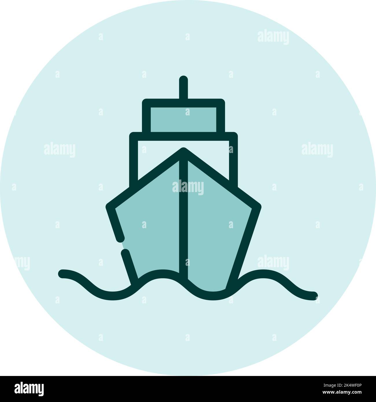 Schiff auf dem Wasser, Illustration, Vektor auf weißem Hintergrund. Stock Vektor