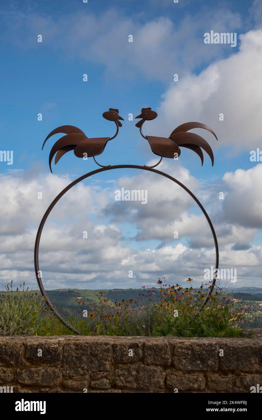 Symbolische Hummer und Blick auf die Dordogne Stockfoto