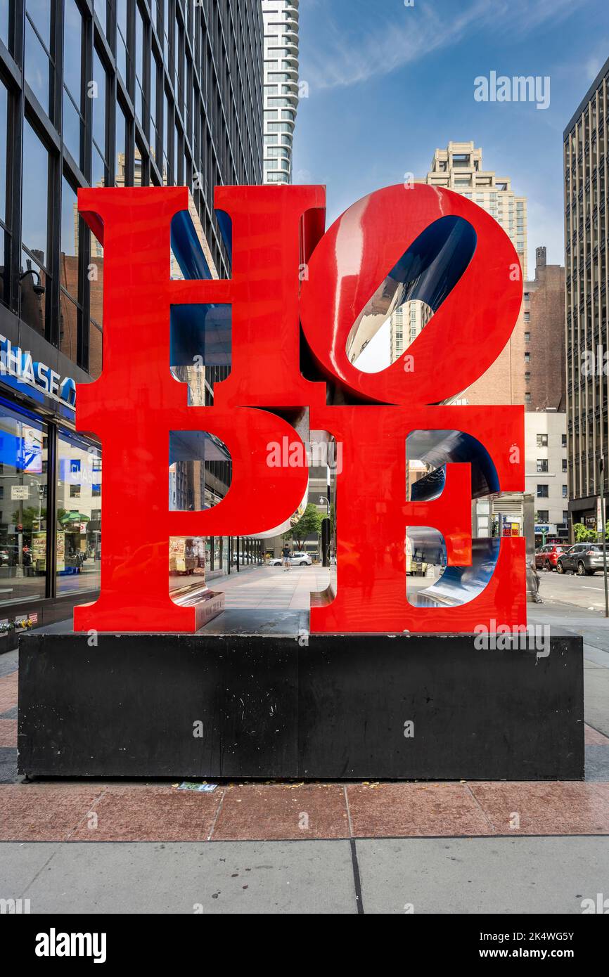 Hope-Skulptur, Manhattan, New York, USA Stockfoto