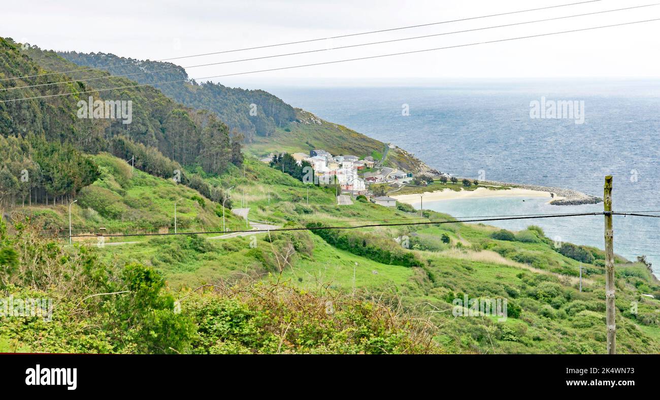 Panoramablick auf Porto Bares, Gemeinde Mañon, A Coruña, Galicien, Spanien, Europa Stockfoto