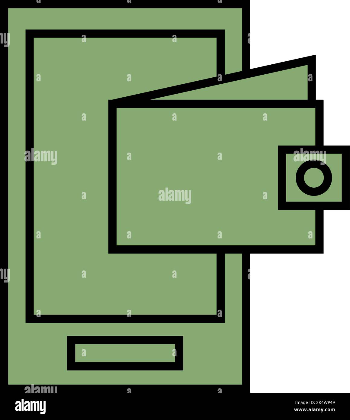 Online-Brieftasche, Illustration, Vektor auf weißem Hintergrund. Stock Vektor