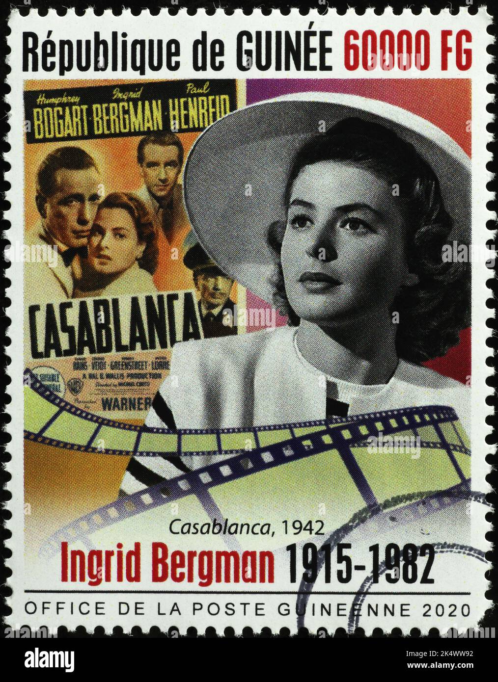 Ingrid Bergman im Film Casablanca auf Briefmarken Stockfoto
