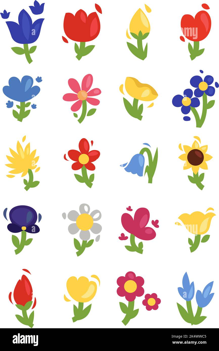 Frühlingsblumen, Illustration, Vektor auf weißem Hintergrund. Stock Vektor