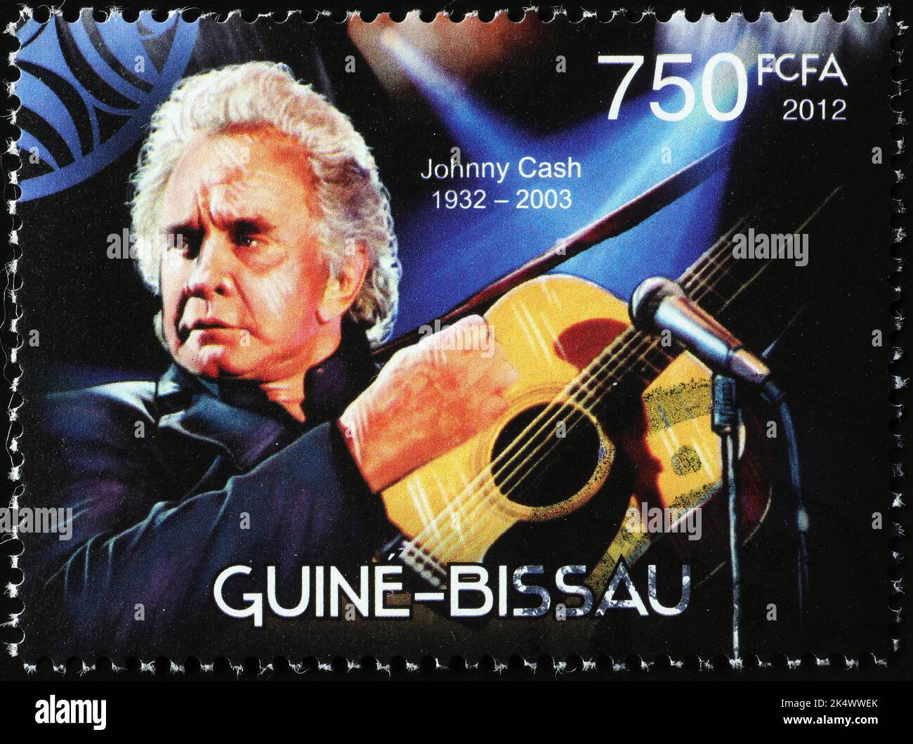 Johnny Cash auf Briefmarke von Guinea Bissau Stockfoto