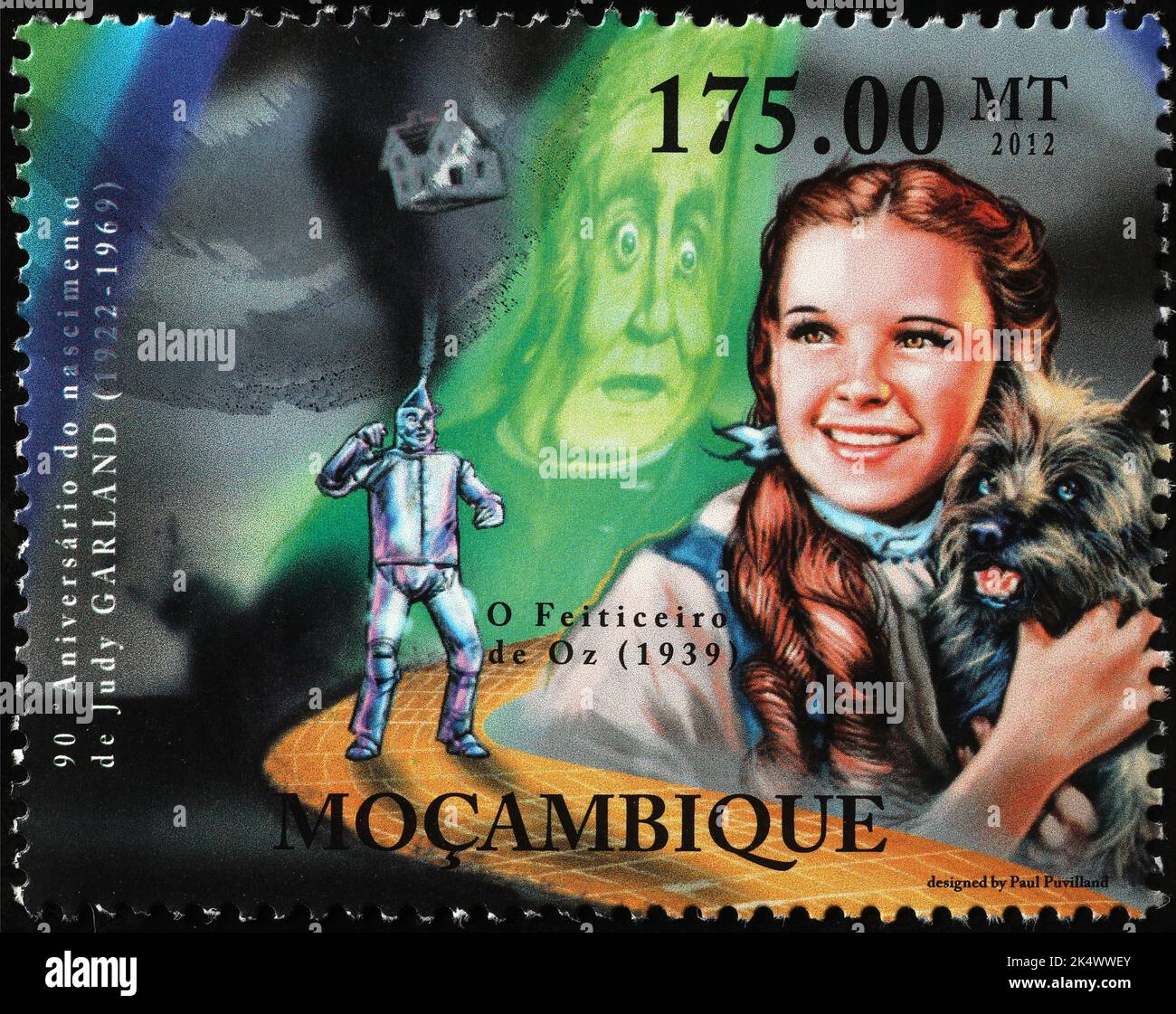 Judy Garland im Zauberer von Oz auf Briefmarke Stockfoto