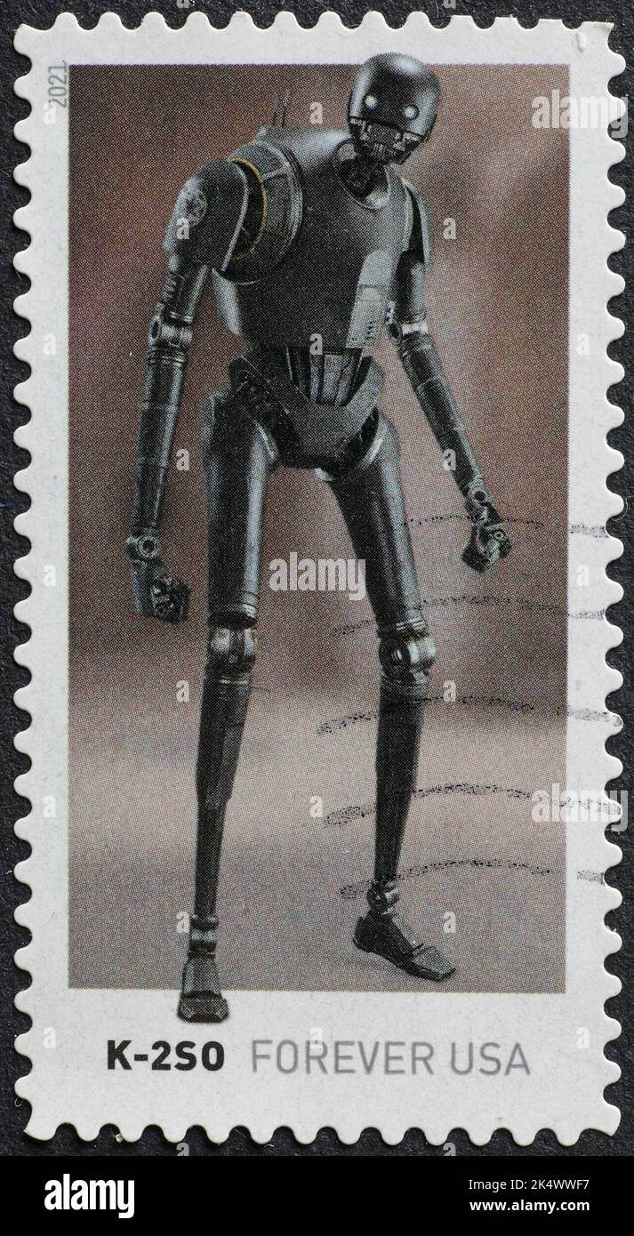 K-2SO Droide von Star Wars auf Briefmarke Stockfoto