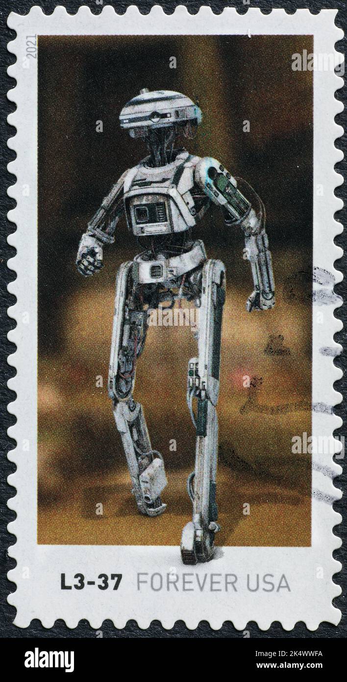 L3-37 Droide von Star Wars auf Briefmarke Stockfoto
