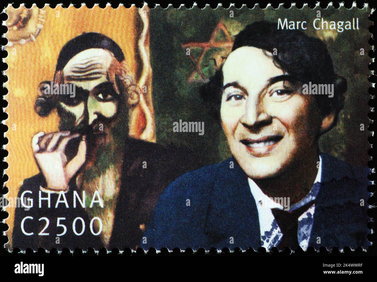 Marc Chagall Porträt auf Briefmarke Stockfoto