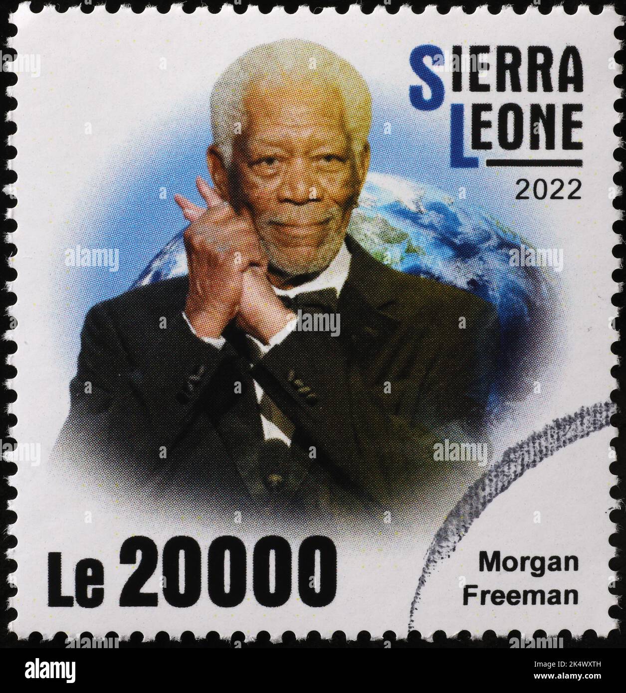 Morgan Freeman Porträt auf Briefmarke Stockfoto