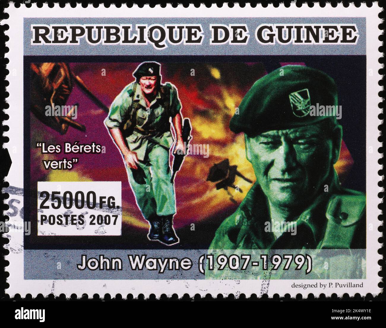 Film „The Green Berets“ mit John Wayne auf Briefmarke Stockfoto