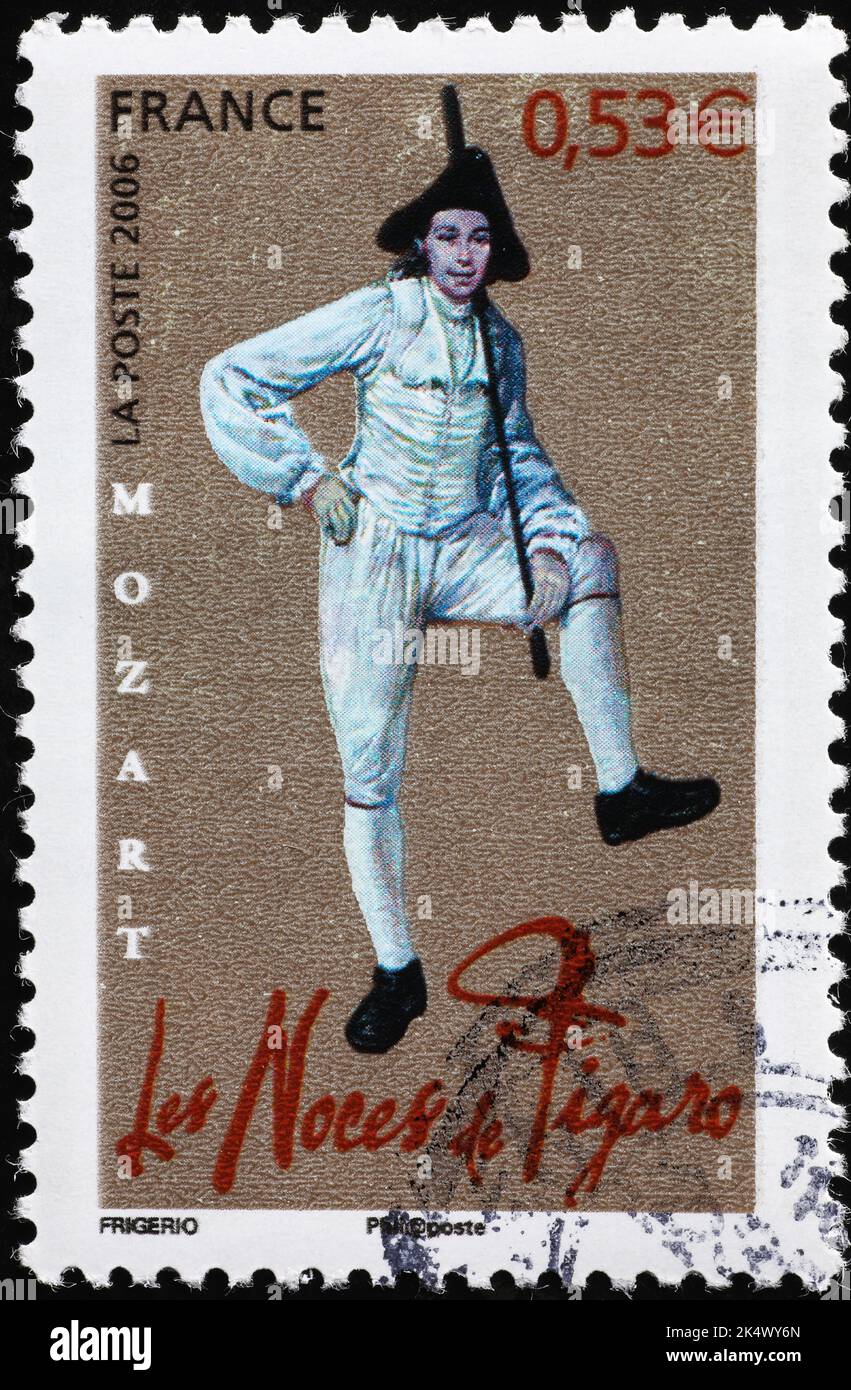 Oper 'Le nozze di Figaro' von Mozart auf Briefmarke Stockfoto