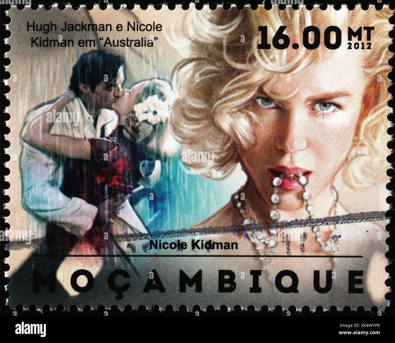 Porträt von Nicole Kidman auf Briefmarke von Mosambik Stockfoto