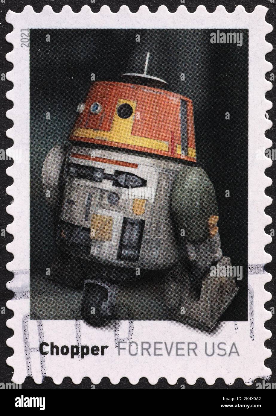 Roboter-Chopper von Star Wars auf Briefmarke Stockfoto