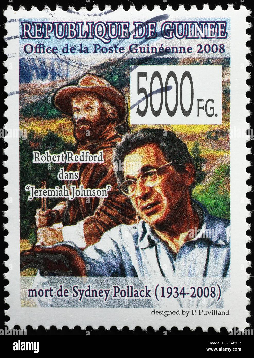 Sidney Pollack und Robert Redford auf Briefmarke Stockfoto