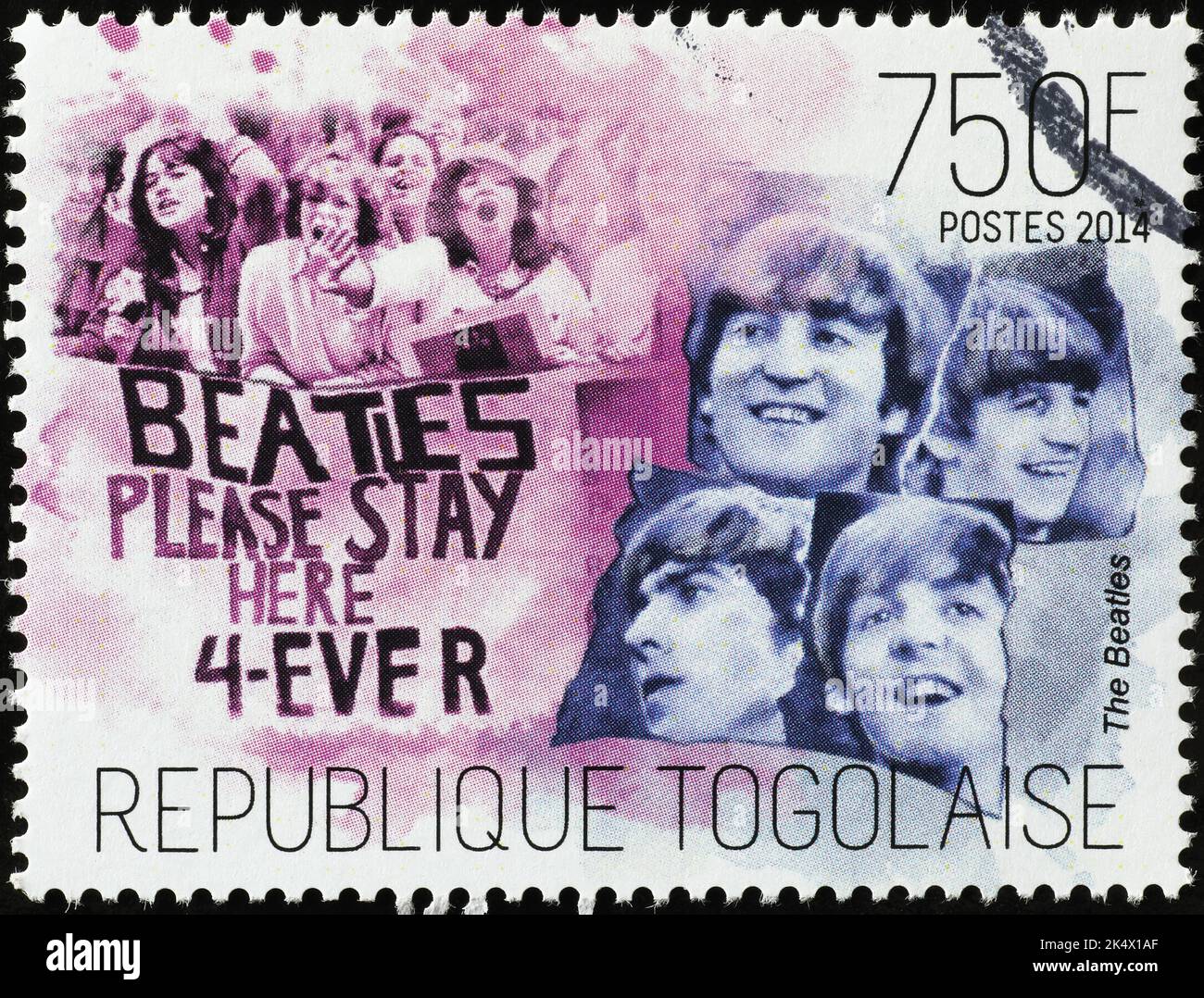 Die nordamerikanische Tour der Beatles auf Briefmarke Stockfoto
