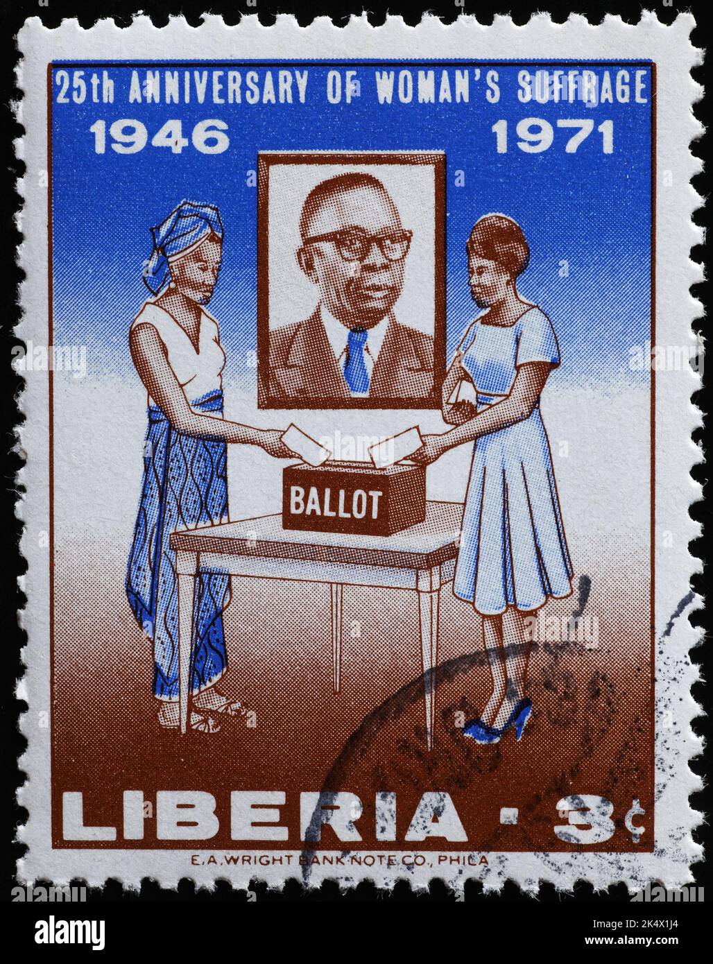 Das Frauenwahlrecht wurde auf der Marke Liberia gefeiert Stockfoto