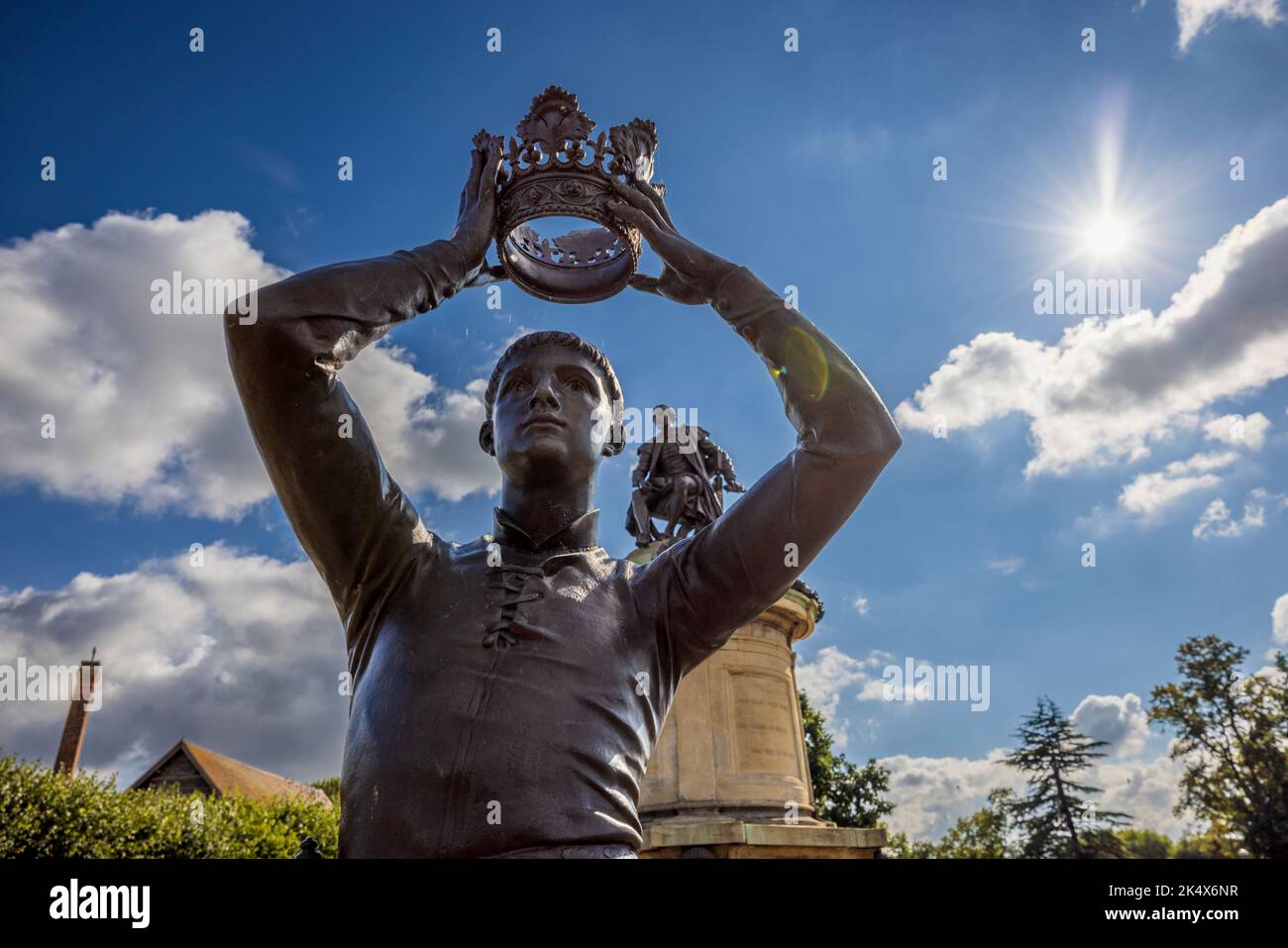 Prince Hal und William Shakespeare, Gower Monument, Stratford-upon-Avon, Warwickshire, England Stockfoto