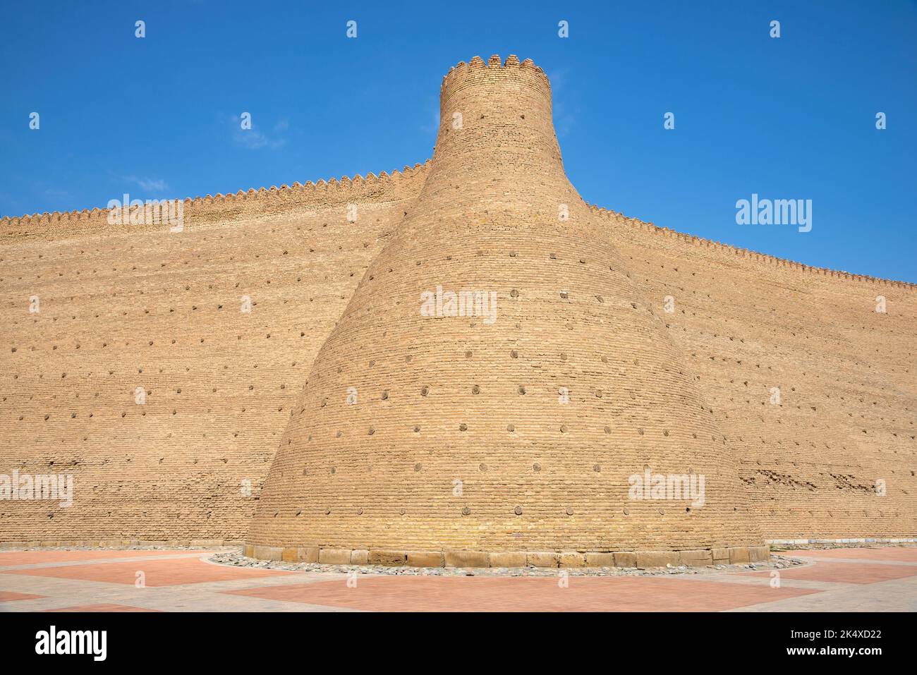 Ein Fragment der Mauer der alten Arche Festung. Buchara, Usbekistan Stockfoto