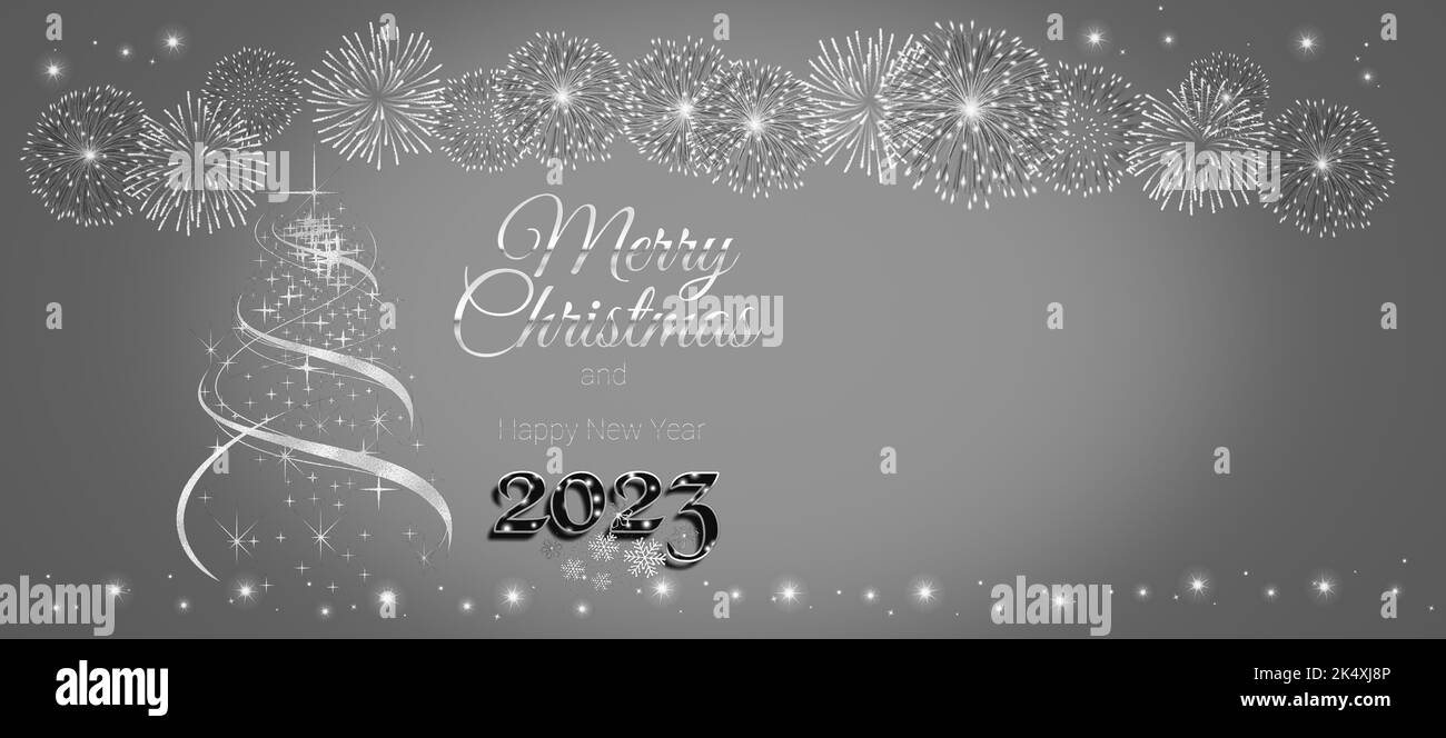 Frohe Weihnachten und ein glückliches neues Jahr 2023 Grußkarte Stockfoto