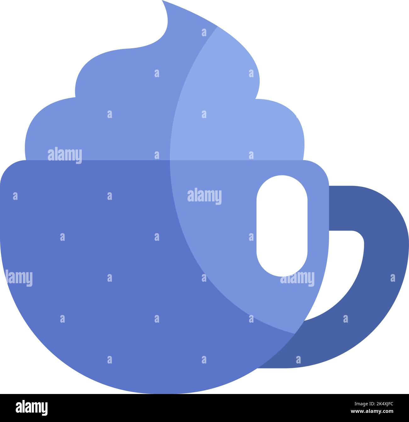 Blauer Kaffeebecher mit Schlagsahne, Illustration, Vektor auf weißem Hintergrund. Stock Vektor