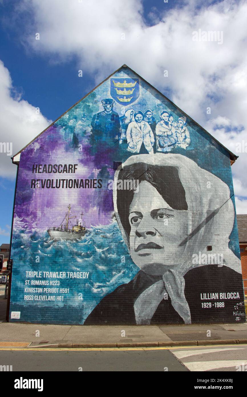 Kopftuch revolutionäre Wandbild in Hull, Großbritannien Stockfoto