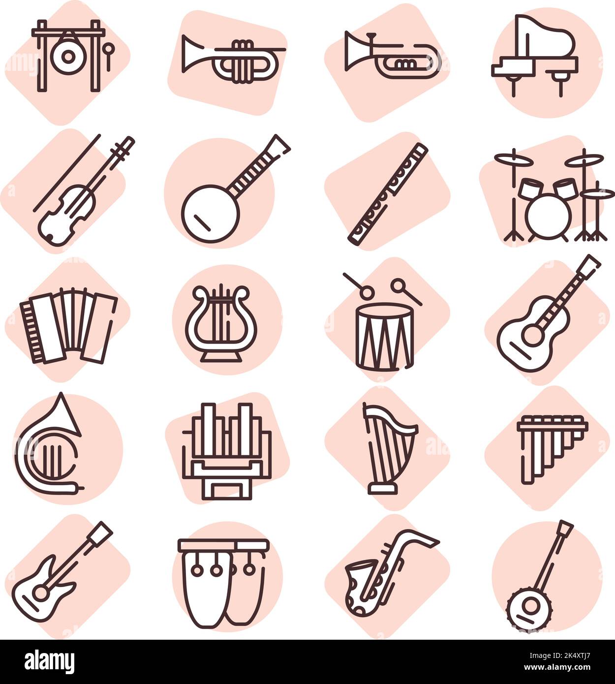 Musikinstrumente, Illustration, Vektor auf weißem Hintergrund. Stock Vektor